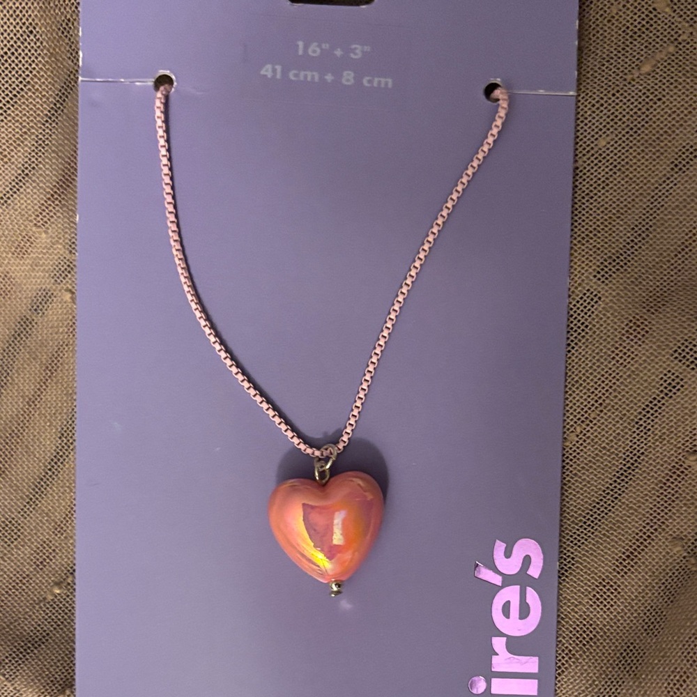 Claire's Pink and Gold Heart Necklace